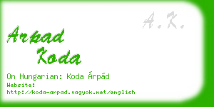 arpad koda business card