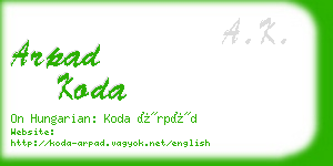 arpad koda business card